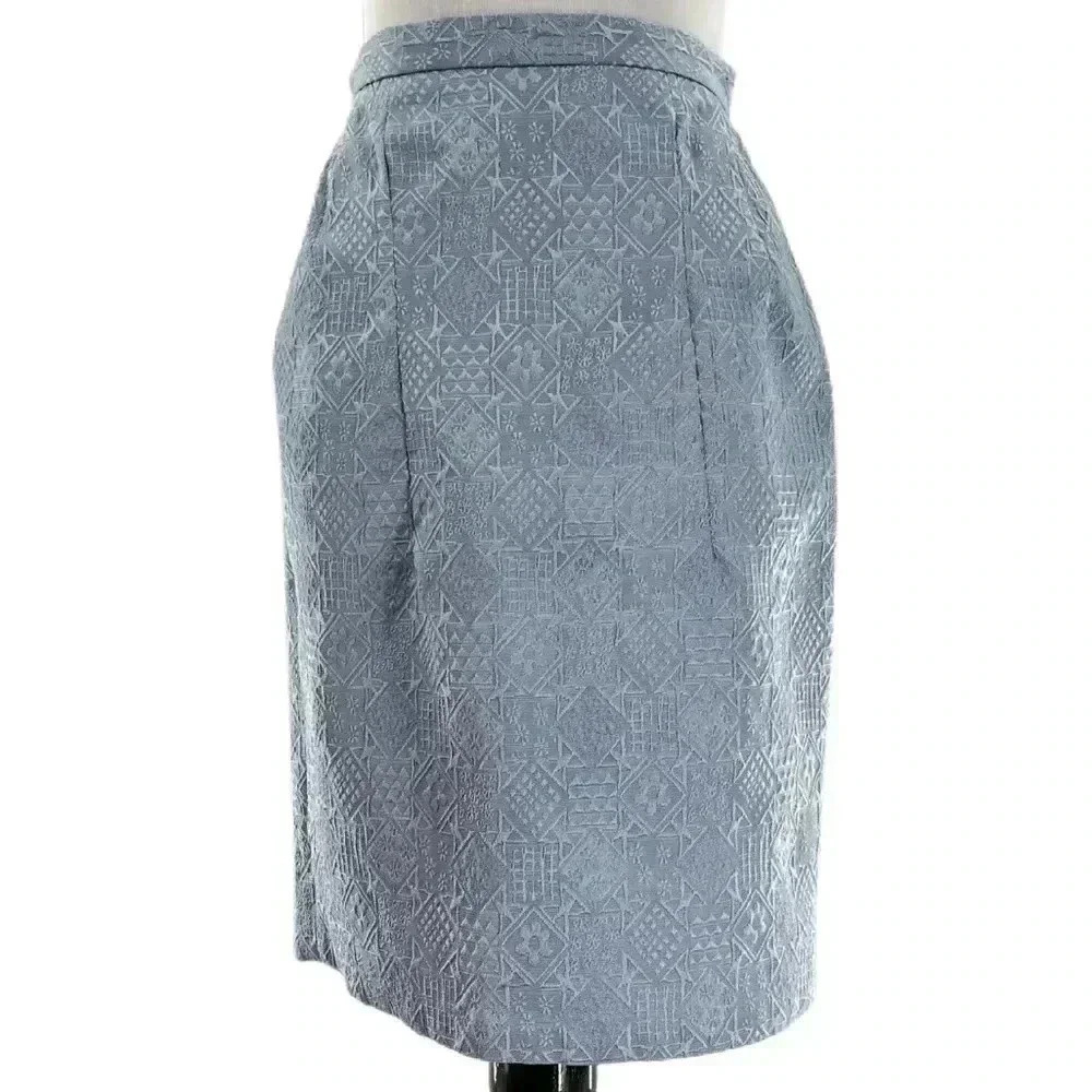 Madrigano skirt 6 p blue purple shimmer diamond geometric pencil vintage 80s 90s
